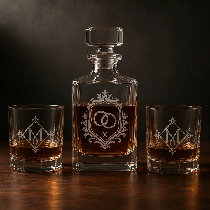 Glassware arranged for an anniversary celebration